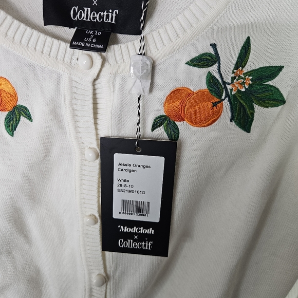 Modcloth X Collectif Jessie Oranges Cardigan Size 6 - Picture 10 of 12